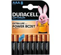 Piles "Optimum", AAA micro, 8 pcs, sans plastique, DURACELL 10PP110052