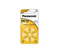 Piles Panasonic PR10 Zinc Air pour appareils auditifs, Type 10, 1,4 V, Piles pour appareils auditifs, 6 dans Un Paquet, Jaune