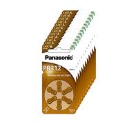 Piles Panasonic PR312 Zinc Air pour appareils auditifs, Type 312, 1,4 V, Piles pour appareils auditifs, Paquet de 10 (60 Piles) Marron