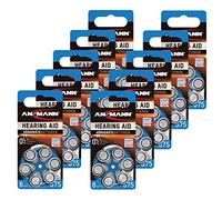 Piles pour appareils auditifs Ansmann, 10 Zinc Air 1,4 V 5013223, appareils auditifs, piles bouton ; longue durée 10 lots de 6 pièces (60 pièces) Größe 675 bleu