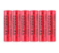 Piles Rechargeables 3.7V, Batterie 9900mAh, Batteries Haute capacité pour Lampe Frontale LED, télécommande, Voiture télécommandée (6pcs)