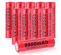 Piles Rechargeables 3.7V, Batterie 9900mAh, Batteries Haute capacité pour Lampe Frontale LED, télécommande, Voiture télécommandée(10pcs)