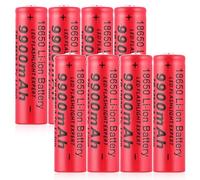 Piles Rechargeables 3.7V, Batterie 9900mAh, Batteries Haute capacité pour Lampe Frontale LED, télécommande, Voiture télécommandée (8pcs)