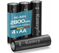 Piles Rechargeables AA 2800mAh 1,2V Ni-MH Batterie RechargeablePiles AA LR06 Rechargeables à Faible autodécharge,Édition Entreprise,Lot de 4