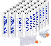 Piles rechargeables AA, capacité 3000mAh, 1800 cycles de charge ,28 pièces