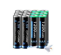 Piles rechargeables AAA, capacité 1200mWh, technologie Li-Ion, 12 pièces