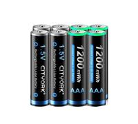 Piles rechargeables AAA, capacité 1200mWh, technologie Li-Ion, 8 pièces