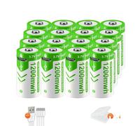 Piles rechargeables au lithium, capacité 1200mWh, recharge USB type C, 16 pièces ER14250