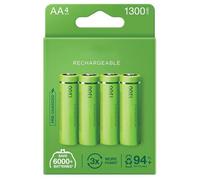 Piles Rechargeables GP Recyko AA de 1300 mAh préchargées en Usine. BL4 Blister 4 Piles