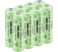 Piles Rechargeables Ni-MH AA 1200mAh 1.2 V Batterie Rechargeable Lot de 8 pour Produits Solaires, électroniques Quotidiens