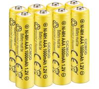 Piles Rechargeables Ni-MH AAA 1000mAh,HR03 1.2V Haute Capacité,AAA Batterie Rechargeables,Lot de 8 pour Produits Solaires,électroniques Quotidiens