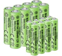 Piles Rechargeables Ni-MH,Lot de 16 Batterie Rechargeable AA et AAA,8Pcs AA 1200mAh et 8Pcs AAA 600mAh 1.2V pour Produits Solaires