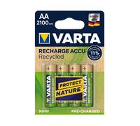 Piles recy s rechargeables Recharge Akku Recylced type AA NiMH 2100 mAh - 4 pièces
