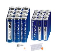 Piles USB rechargeables AA+AAA, grande capacité 3600mWh/1110mWh, longue durée de vie des cycles , 12AA et 12AAA