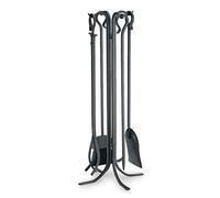 Pilgrim Ensemble d'outils de cheminée, Fer forgé, Noir Mat, 83,8 cm de Haut