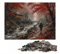 Pilgrim on a Stone Path in Autumn Forest Puzzle en Bois, 1000 pièces | Pendant le puzzle : Puzzle pour passionné - activité pour une soirée calme pendant une soirée calme.
