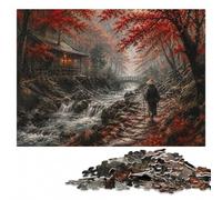 Pilgrim on A Stone Path in Autumn Forest Puzzle en Bois | Pour les adultes : Cadeau puzzle : cadeau sans écran pour adulte, activité à partager en famille.