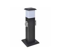 vidaXL Borne de jardin Pilier avec lampe 2 prises LED électrique Noir contemporain