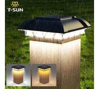 Pilier solaire lumière pôle bouchons lumières étanche clôture poste lampe extérieure pour jardin poteaux en bois pelouse Camping décor