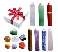 Piliers Décoratifs en Cristal, Lot de 1 Set de Set, Hexagonal | Pierres de Chakra Portables, Coffret Inclus, Usage Spa et Nouvel An, Forme Pierre Irrégulière