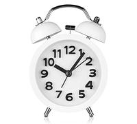 PILIFE Réveil à Double Cloche, Alarme Lumineuse pour Enfants et Adultes, Idéal pour Les Voyages, Gros Chiffres Visibles - Style Vintage analogique Alarm Clock (Blanc)