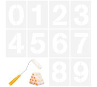 Pilikoll 10 Pcs 30cm Grand Pochoir Numéro avec Mini Rouleau de Peinture Pochoirs Chiffres de 0 à 9 Réutilisables en Plastique Pour Marquer les Places de Parking des Garages, Projets Artistiques