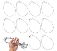 Pilikoll 10 Pièces 50cm x 2mm Câble en Acier Inoxydable avec Extrémités à Double Boucle Chaîne de Sécurité en Acier Inoxydable avec Œillets pour Meubles de Jardin, Vélo, Objets Lumineux Suspendus