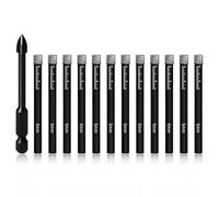 Pilikoll 12 Pièces 6mm Forets Mèches Diamant Carrelage avec 6mm Foret au Carbure Foret Diamant Sec Set Foret Diamant Cerame Scie Cloche Diamantpour Porcelaine,Céramique, Granit,Carrelage