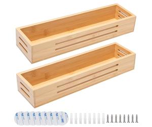Pilikoll 2 Pièce Étagères à Epices en Bambou avec Vis, Stickers Adhésifs Rangement Epices Bambou Étagère à Epices murale enbambous Porte-épices Mural EnBamBou pour pour Cuisine Salle de Bain Balcon
