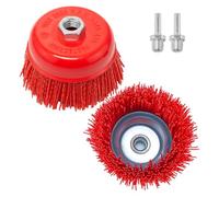 Pilikoll 2 Pièces Ø 100mm Brosse de Tasse Abrasive de Filament de Nylon 100mm M14x2 Brosse Perceuse Nettoyage Brosse Soucoupe en Nylon pour Polissage Élimination de Rouille Nettoyage