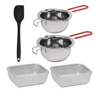 Pilikoll 2 Pièces Bol de Bain d'eau en Acier Inoxydable 304 pour Chocolat | 480ml+600ml, Avec Spatule Boîtes de Conservation, Fondant au Chocolat Creuset pour Bain-Marie,pour Pâtisserie Beurre