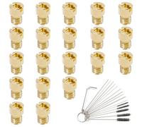 Pilikoll 20 Pièces M4 Gicleur Principal de Carburateur avec 15 Brosses de Nettoyage 50-72,75-98 M4 Carburateur Main Jet Kit 4mm Carburateur Principal Jet Set pour Scooter, Cyclomoteur