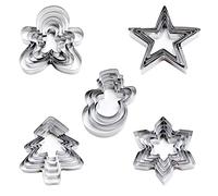 Pilikoll 25 Pcs Emporte Pièces Noël Acier Inoxydable Emporte Piece Patisserie Bonhomme en Pain d’épice,Sapin de Noël,Bonhomme de neige,Flocon de Neige,étoiles Noël Emporte Pièces pour Decoration Noel