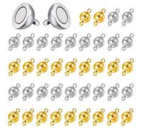 Pilikoll 40 Pièces Fermoir Collier Ronde Magnétique Fermoir Magnétique pour Bracelet Fermoir MagnéTique de Bijoux de Chaîne Connecteur de Fermoirs Magnétiques pour Bijoux Bracelet(or et argent, 8mm)