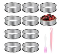 Pilikoll 8 Pièces Ø8cm Cercle a Tarte en Inoxydable 430 Rond Moules à Gâteaux Cercles à Tarte Double Roulés Cercle Patisserie Anneaux à Gâteau pour Muffin,Crumpets,Tartes,Omelettes,Crêpes,Mousses