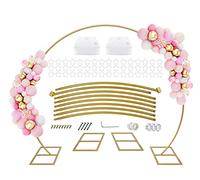 PILIN Arche de Ballon en Métal Support d'Arche de Ballon Semi-circulaire pour Anniversaire, Fête, Décoration de Mariage 2.7M GOLD