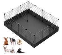 PILIN Organisateur de Cubes de Rangement en Fil de métal Noir, Cage à Petits Animaux Bricolage pour Lapin, cochons d'Inde, Chiot | Pet Products Clôture portative en Fil métallique (16 PCS)
