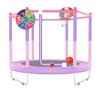 PILIN Trampoline pour Enfant avec Panier de Basket, 150 cm, lit de Saut d'intérieur et d'extérieur avec Ressorts, Filet de sécurité surélevé - Jouet d'anniversaire pour garçons et Filles - Cadeau de