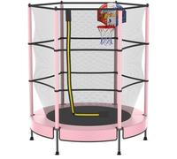 PILIN Trampoline pour Enfants avec Panier, Ø145cm Trampoline Extérieur pour Enfants avec Ressorts, Filet De Sécurité Surélevé - Cadeaux d'anniversaire pour Garçons Et Filles, Cadeaux De Noël
