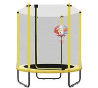 PILIN Trampoline pour Enfants Trampoline De Jardin avec Filet De Sécurité Et Panier De Basket, pour l'Intérieur Et l'Extérieur Ø 150 Cm Cadeau d'anniversaire pour Enfants