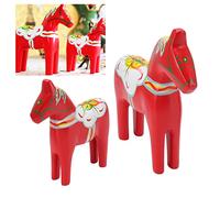 Pilipane 1 Paire De Cheval Dala Suédois en Bois Peint en Bois Dala Suédois Cheval Figurine Dalecarlian Horse Statue en Bois Couleur Peinture Artisanat Classique pour la Décoration D'ornements