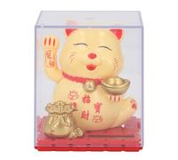 Pilipane Cat de Richesse ondulée à l'énergie Solaire Lucky Beckoning Cat Statue Solar Feng Shui Cat Luck pour Office Desk Decor Home Abs Material 3.1x3.1x3.5in (Blanc) (Jaune)