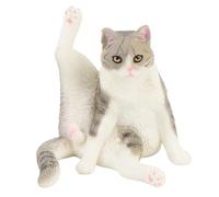 Pilipane Cat réaliste Figurine éducative réaliste Mignon Jouet de modèle de Chat simulé pour Le Bureau de la Salle des Enfants (Cat Assis de la Jambe Grise)