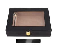 Pilipane Cave à cigares Portable avec fenêtre Transparente et hygromètre mécanique, idéale pour Les Amateurs de cigares. Bois véritable et Acrylique. Capacité : 20 cigares (240 x 185 x 50