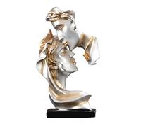Pilipane Couples Baiser Sculpture exquise décorative résine Baiser l'amant Figurine décoration intérieure (Gris)