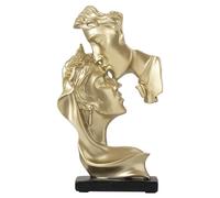 Pilipane Couples Baiser Sculpture exquise décorative résine Baiser l'amant Figurine décoration intérieure (Doré)