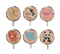 Pilipane Crochets muraux auto-adhésifs mignons, 6 pièces, sans perçage, crochet pour manteau Animal en buis pour la cuisine, organisateur de garde-robe pour enfants