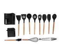 Pilipane ENSEMBLE DE BATTERIES DE CUISINE DE CAMPING 13 PIÈCES POIGNÉE EN BOIS RÉSISTANTE À LA CHALEUR KIT DE BATTERIE DE CUISINE DE PIQUE-NIQUE NOIR SANS ODEUR AVEC RACK BOÎTE DE