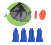 Pilipane Ensemble de jeu Roundnet Spike and Smash 2 en 1, jouet de sport de plein air pliable pour plage, jardin, parc, activités d'équipe amusantes avec pompe à ballon et bases