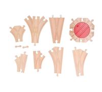 Pilipane Ensemble de Rails de Train en Bois, Jouets éducatifs de Construction pour Tout-Petits, Bois de hêtre, 10, 14 ou 20 pièces (Pack C)